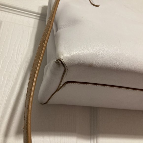 Coach White Camel/Brown Edgepaint Borough Bag Glove-Tanned Leather Satchel - Med - Picture 14 of 15